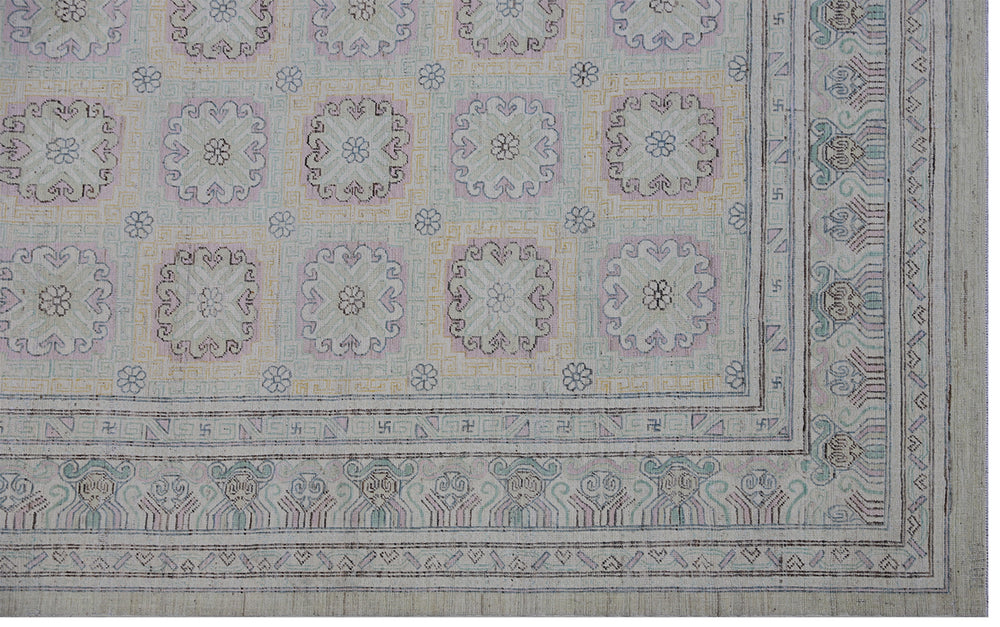 9'x11' Khotan Design Blue Pink & Beige Ariana Samarkand Rug