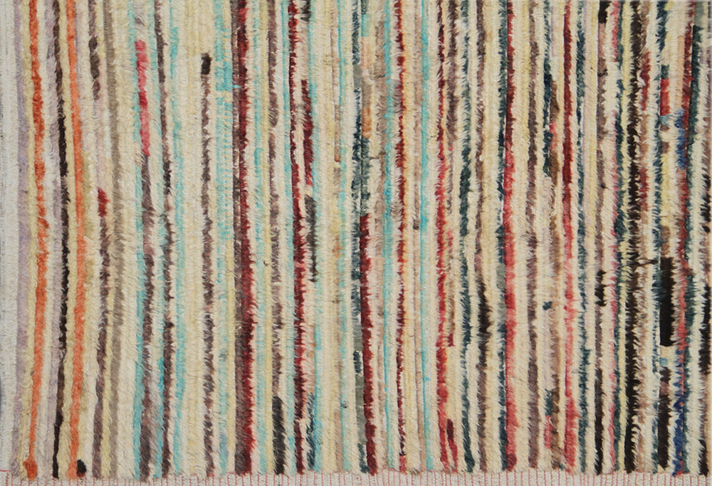9'x11' Moroccan Style| Multi-Color Striped| Barchi Wool Area Rug