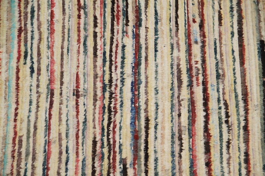 9'x11' Moroccan Style| Multi-Color Striped| Barchi Wool Area Rug