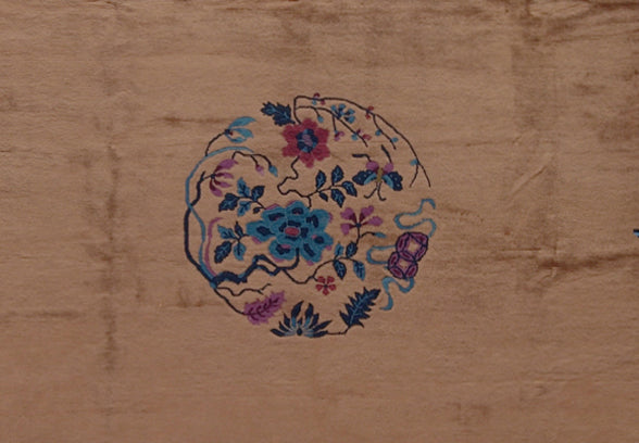 9'x11' Vintage Chinese Art Deco Rug | Brown & Blue Rug