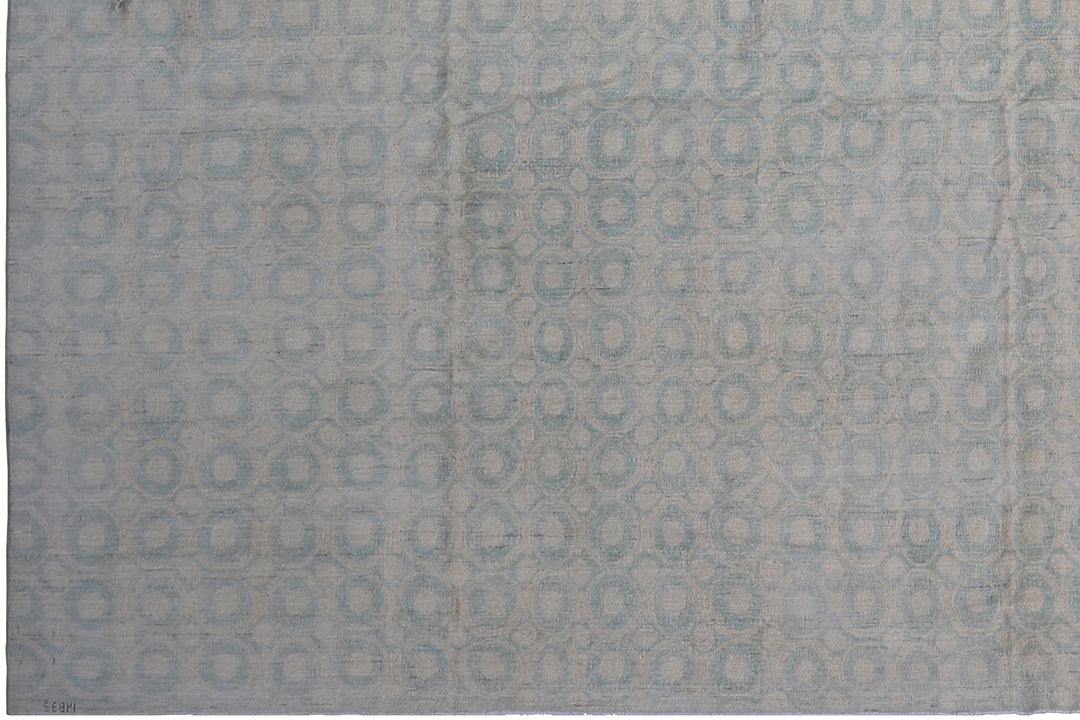 9'x12' Afghan Wool & Silk Circular Design Rug | Hand-Knotted | Vintage Style | Ariana Rugs