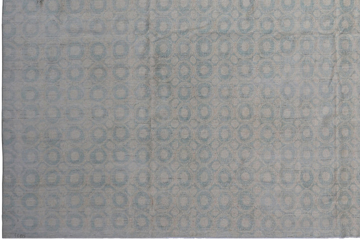9'x12' Afghan Wool & Silk Circular Design Rug | Hand-Knotted | Vintage Style | Ariana Rugs