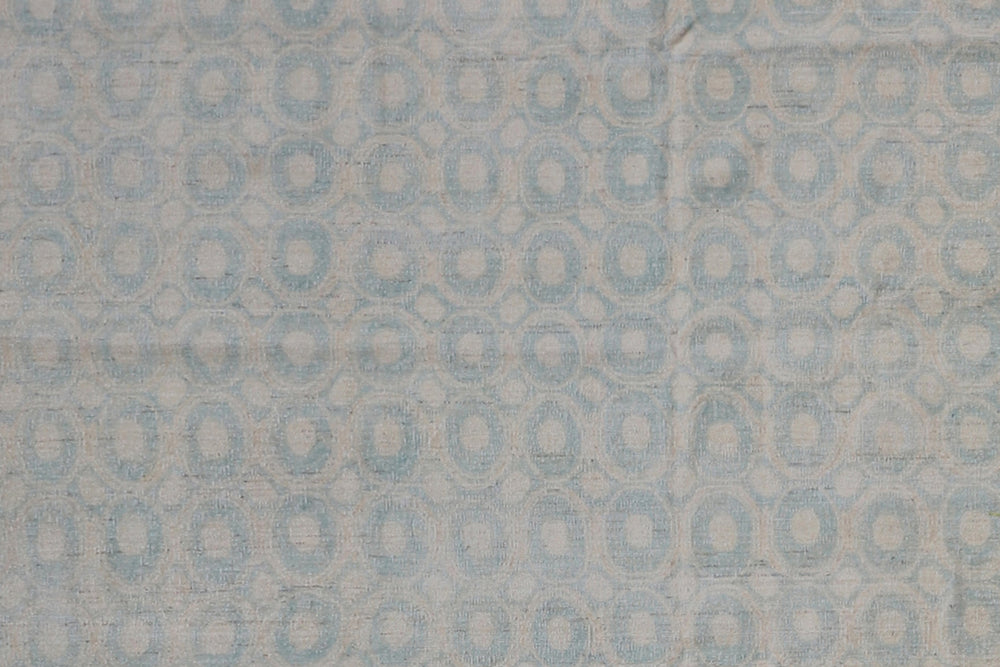9'x12' Afghan Wool & Silk Circular Design Rug | Hand-Knotted | Vintage Style