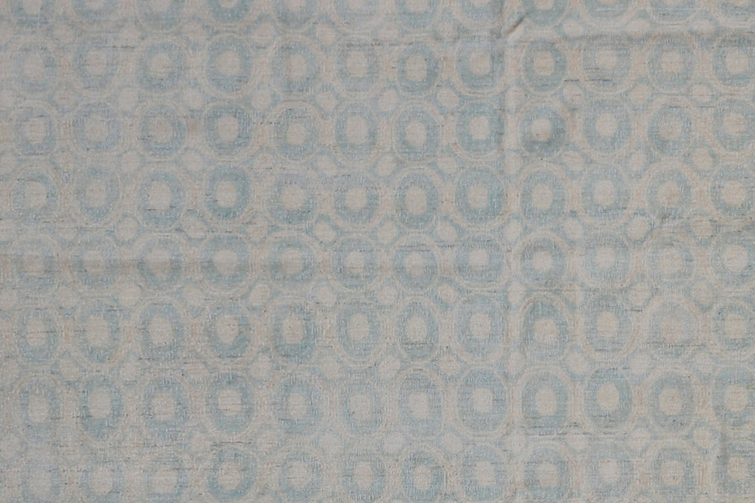 9'x12' Afghan Wool & Silk Circular Design Rug | Hand-Knotted | Vintage Style