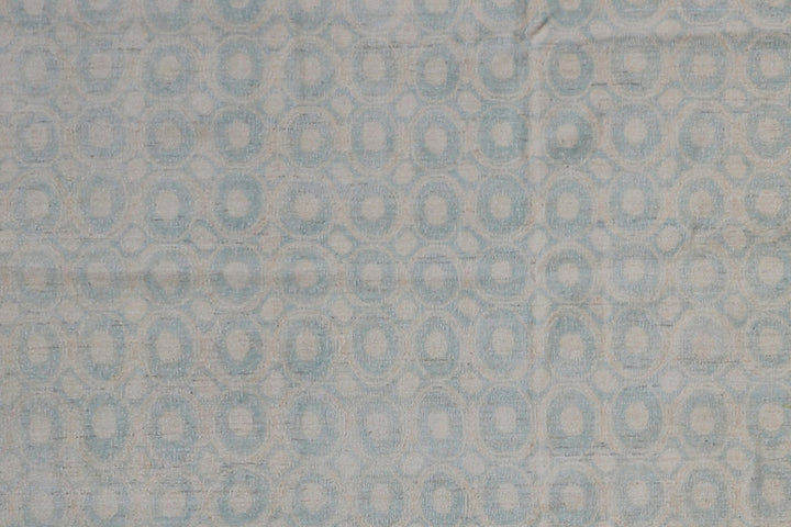 9'x12' Afghan Wool & Silk Circular Design Rug | Hand-Knotted | Vintage Style