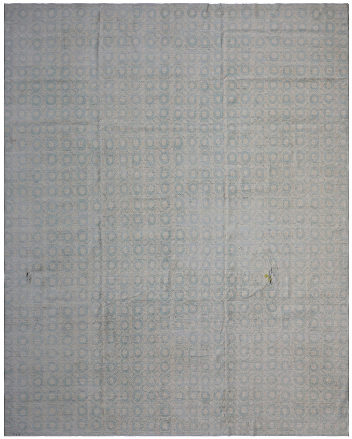 9'x12' Afghan Wool & Silk Circular Design Rug | Hand-Knotted | Vintage Style