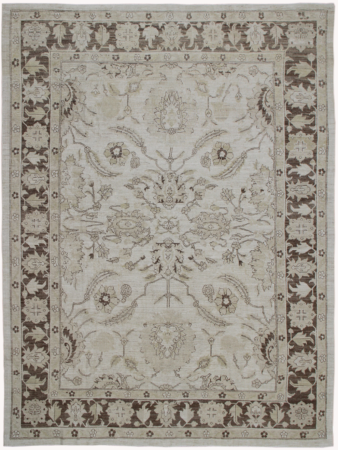 9'x12' Ariana Traditional Sultanabad Ivory Brown Design Rug