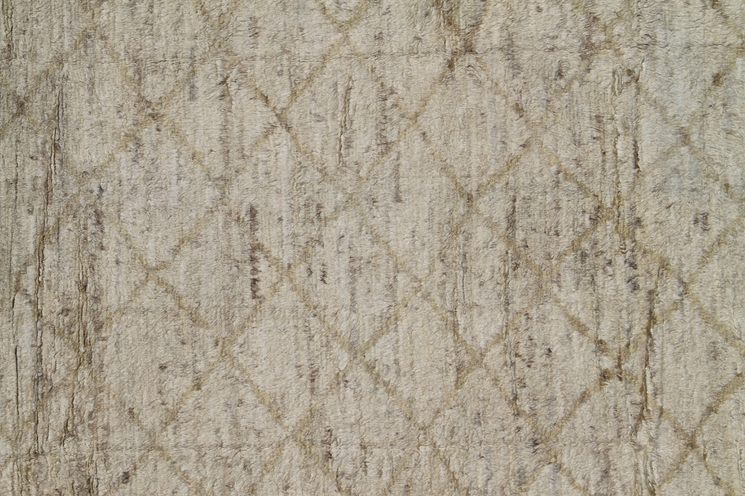 9'x12' Contemporary Moroccan| Cream and Beige Geometric Diamond Pattern| Barchi Rug