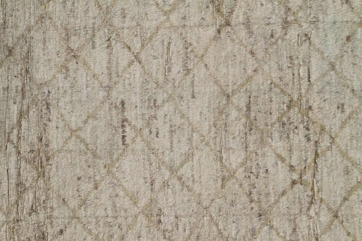 9'x12' Contemporary Moroccan| Cream and Beige Geometric Diamond Pattern| Barchi Rug