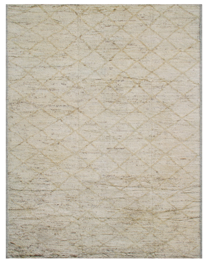 9'x12' Contemporary Moroccan| Cream and Beige Geometric Diamond Pattern| Barchi Rug