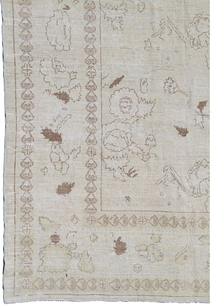 9'x12' Fine Afghan Floral Rug | Washed Pale Rug | Hand-Knotted Rug