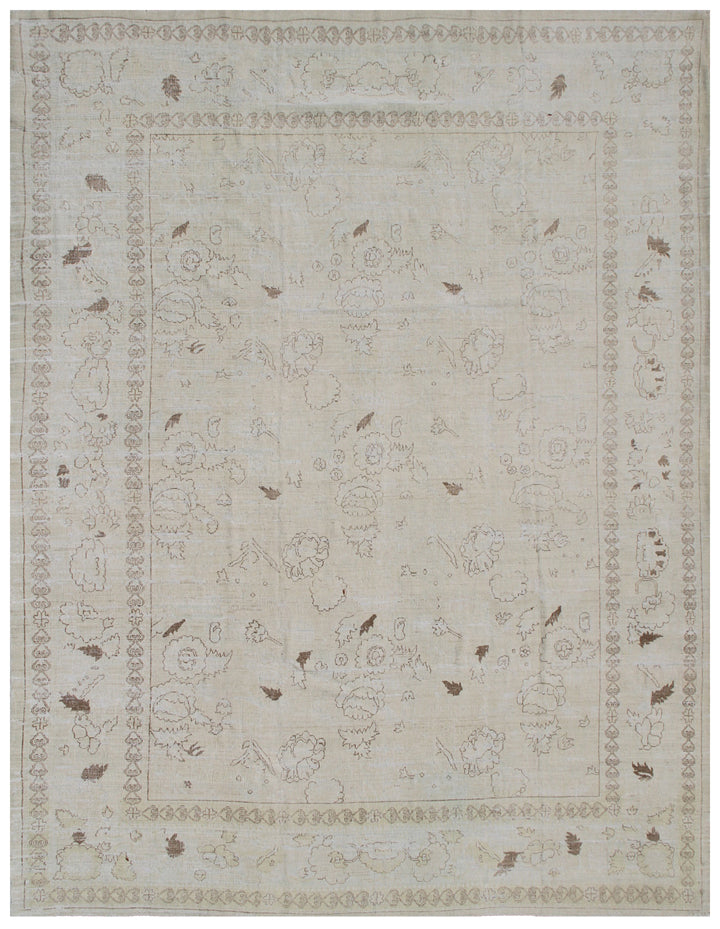 9'x12' Fine Afghan Floral Rug | Washed Pale Rug | Hand-Knotted Rug
