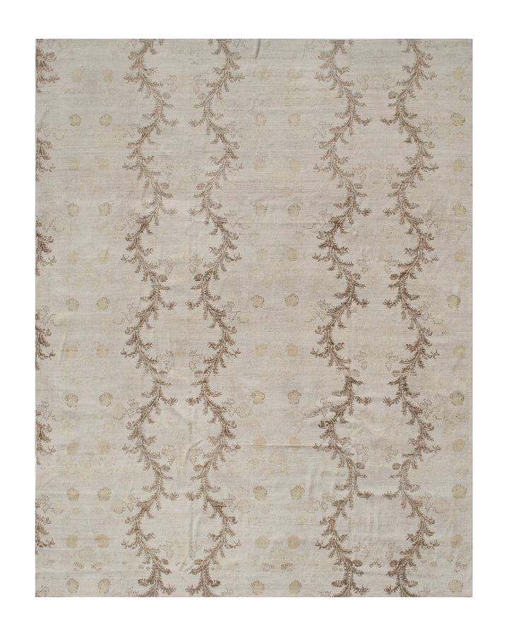 9'x12' Fine Afghan Silk & Wool Rug | French Chinoiserie Design | Vintage Style