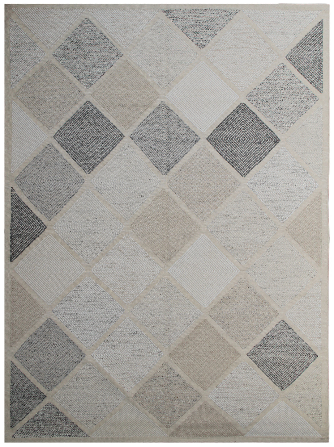 Grey & White Contemporary Diamond Design Kilim Rug