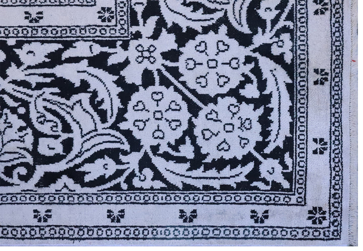 9'x12' Indian Rug | Black & White | Kashmiri Rug