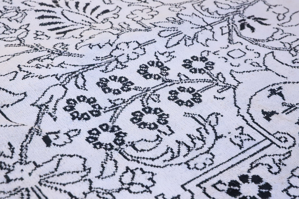 9'x12' Indian Rug | Black & White | Kashmiri Rug