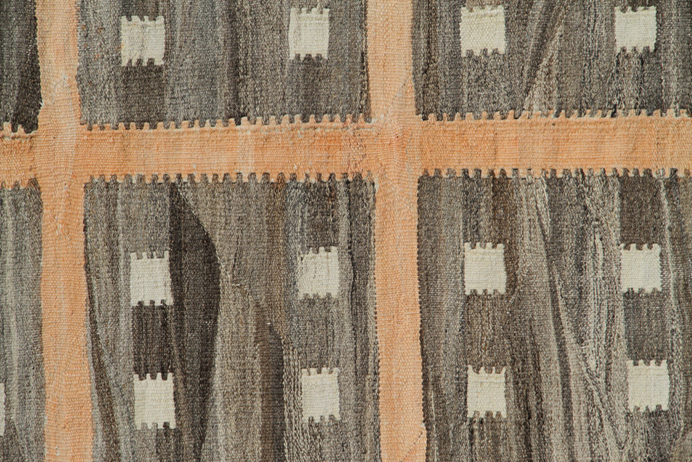 9'x12' Kilim Rug | Ariana Orange Brown Ivory Geometric Kilim