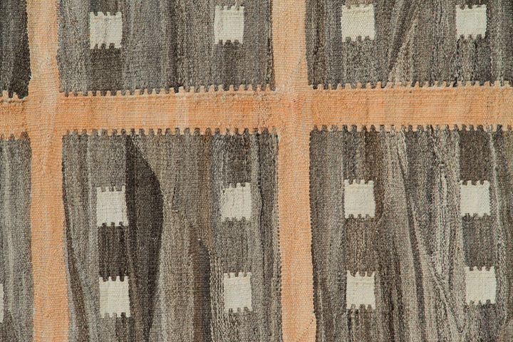 9'x12' Kilim Rug | Ariana Orange Brown Ivory Geometric Kilim