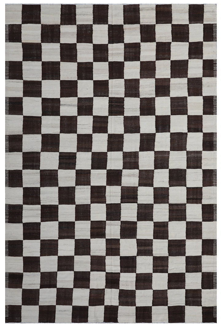 9'x12' Kilim Rug | Ariana square Checkered Kilim
