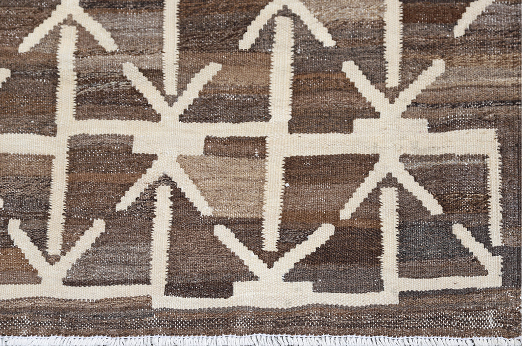 9'x12' Kilim Rug | Handwoven Rug |Ariana Brown Ivory Kilim Rug