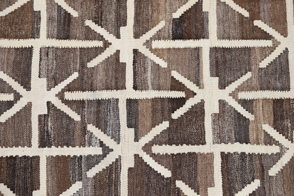 9'x12' Kilim Rug | Handwoven Rug |Ariana Brown Ivory Kilim Rug