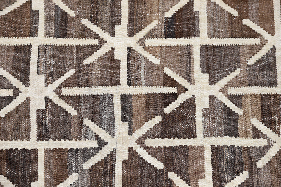 9'x12' Kilim Rug | Handwoven Rug |Ariana Brown Ivory Kilim Rug