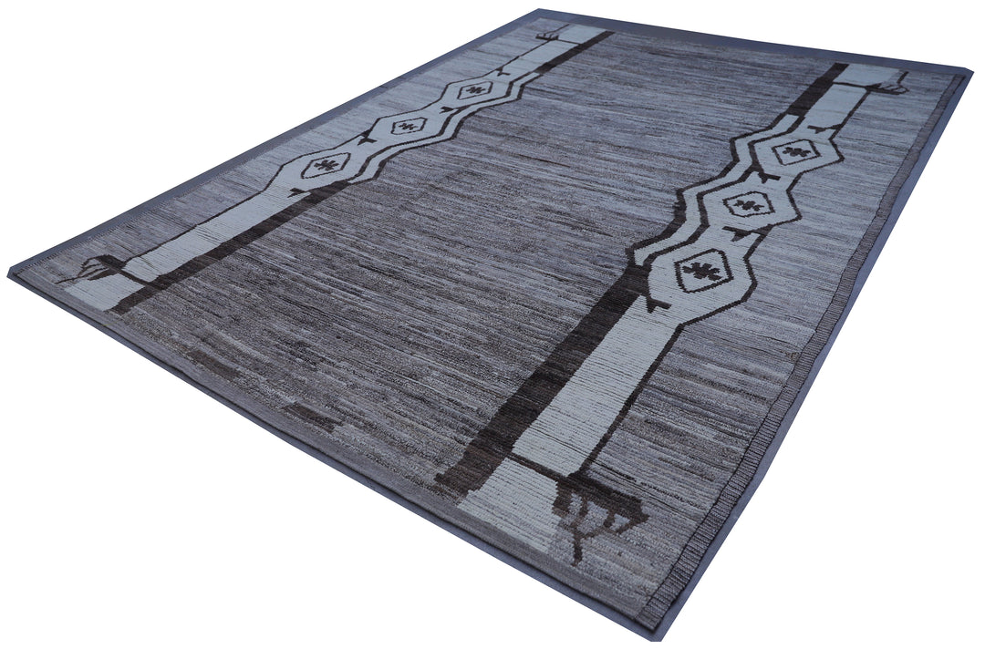 9'x12' Moroccan Style| Brown Cream Dark Brown| Barchi Area Rug