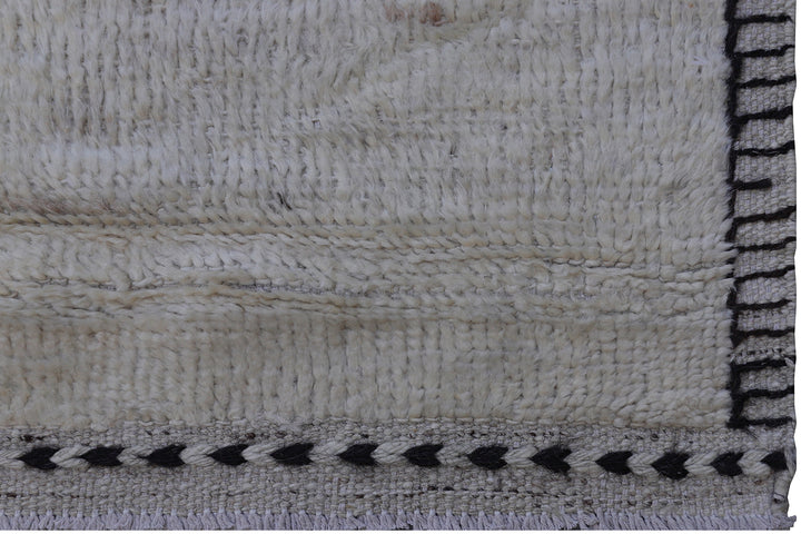 9'x12' Moroccan Style| Plain Solid Ivory| Barchi Handmade Rug