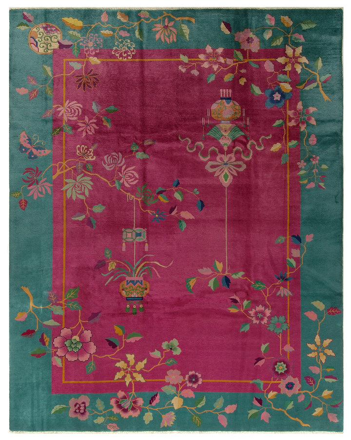 9'x12' Vintage Chinese Art Deco | Wool Area Rug 