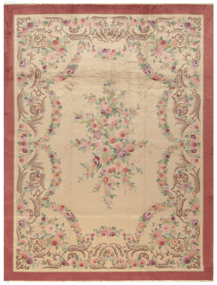 Vintage Chinese Rug | French Aubusson Savonnerie Design Rug