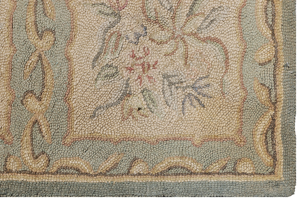Vintage Hooked Rug | Floral & Geometric Design Area Rug