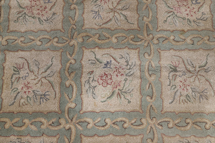 Vintage Hooked Rug | Floral & Geometric Design Area Rug