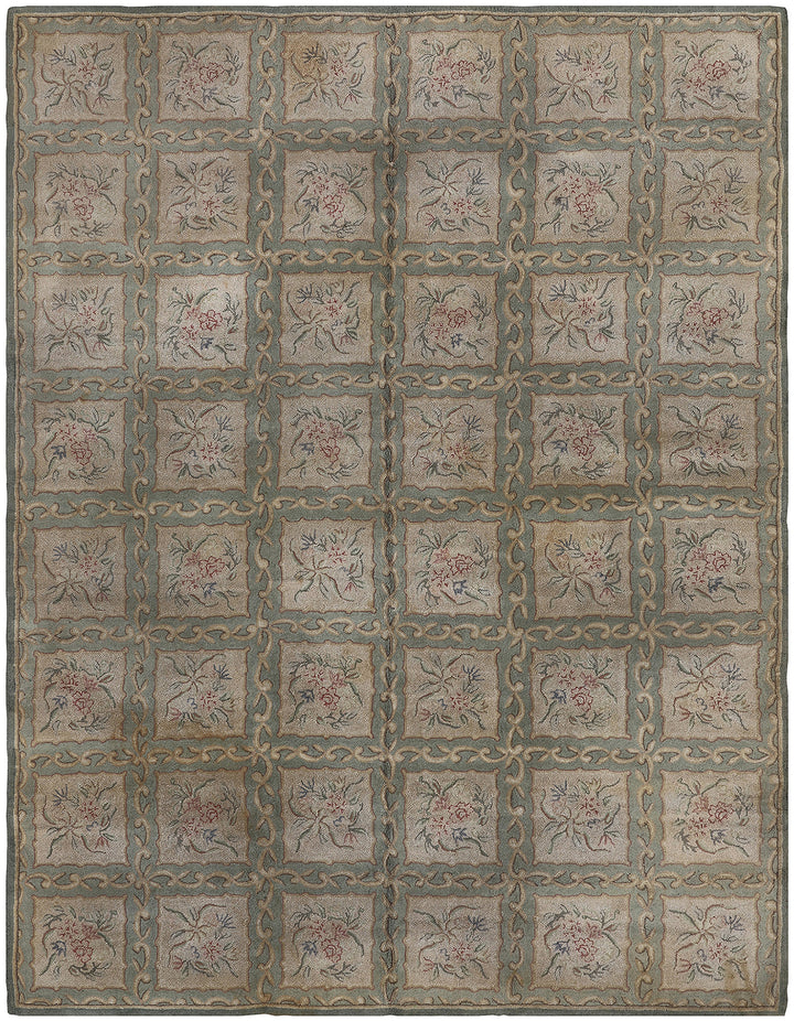 Vintage Hooked Rug | Floral & Geometric Design Area Rug