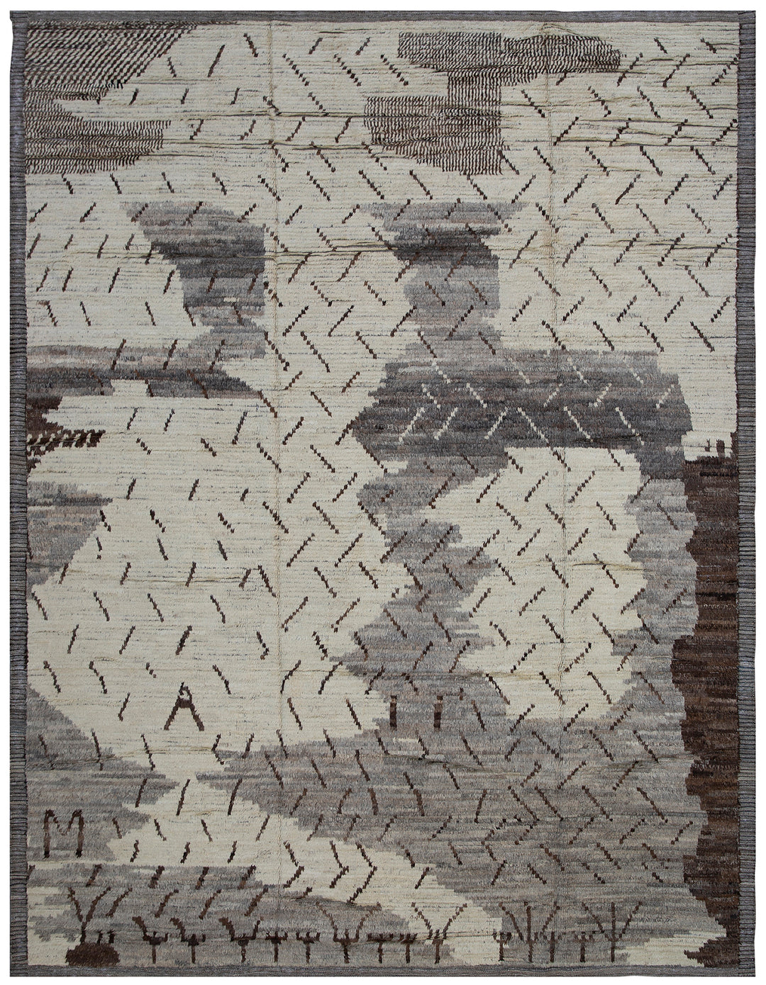 9x12 Wool Area Rug | Hand-knotted | Abstract, Moroccan Design