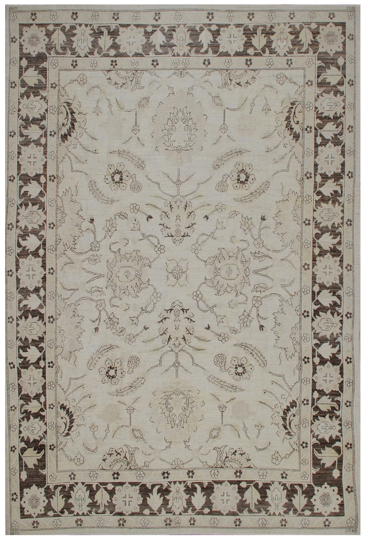 9'x12' Wool Area Rug | Ariana Traditional | Sultanabad | Ivory Brown Rug