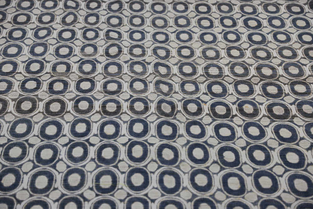 9'x12' Wool Rug | Circular Design | Beige & Navy-Blue | Modern Rug