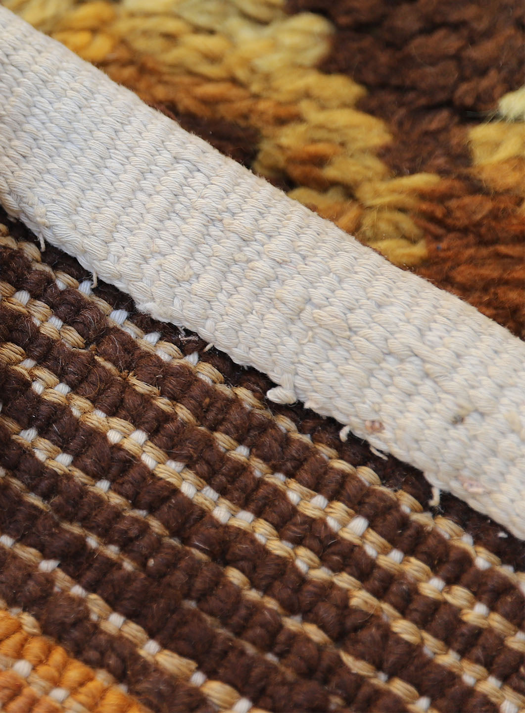 9'x13' antique Spanish Savonnerie wool area rug in gold and brown European floral design