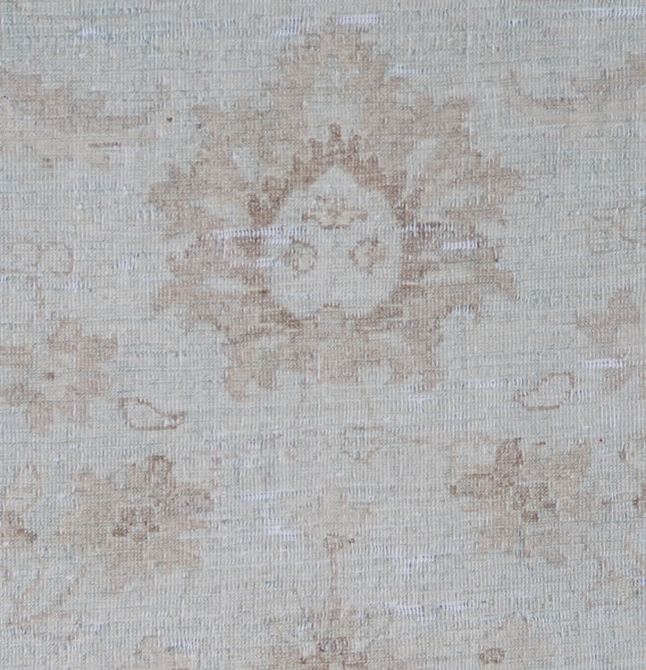 9'x13' Pale Blue Afghan Hand-Knotted Rug | Persian Floral | Vintage Style