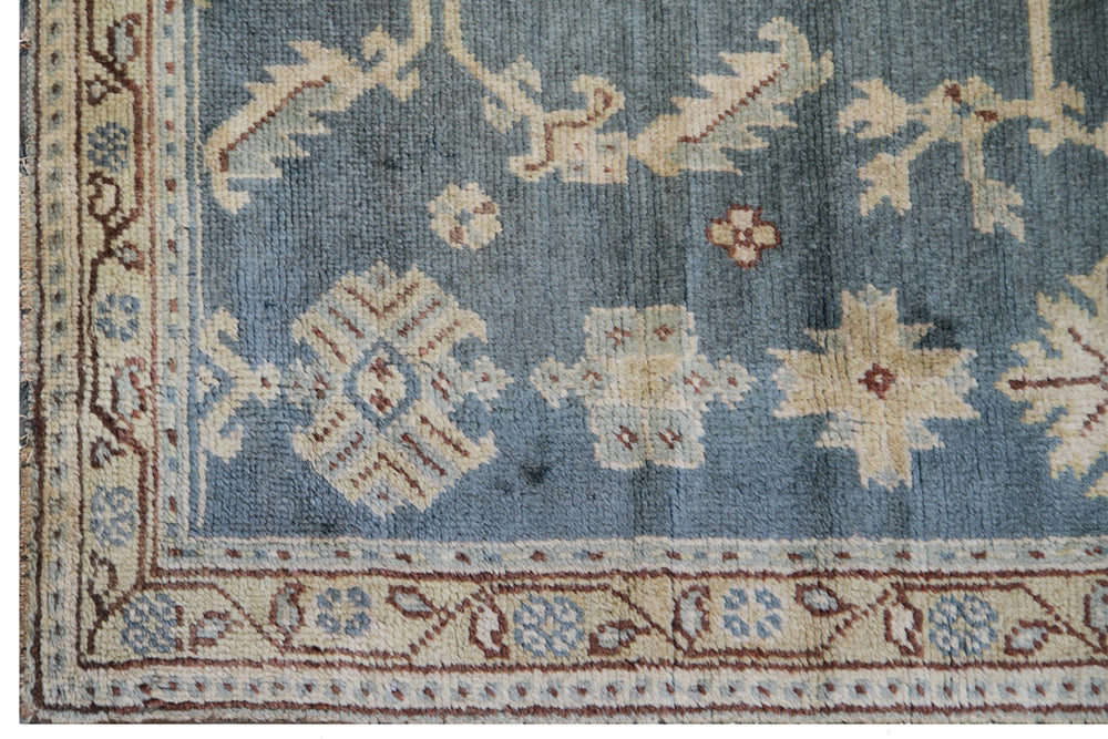 Large Antique Turkish Oushak Rug | Teal Wool Rug