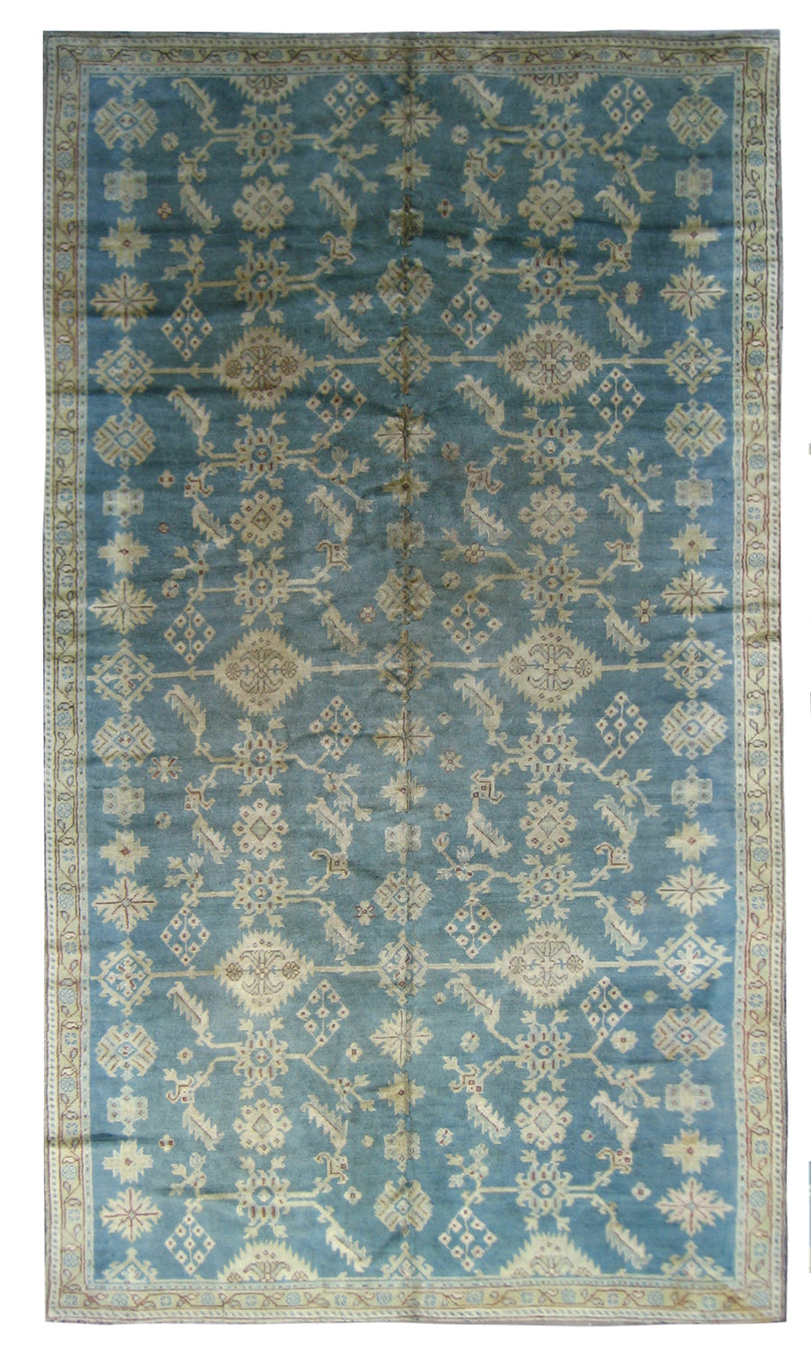 Large Antique Turkish Oushak Rug | Teal Wool Rug