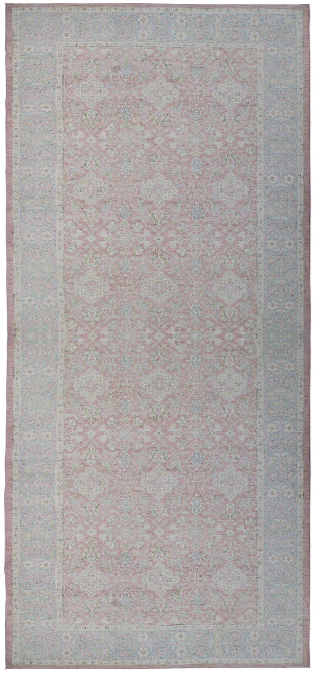 Large Wool Rug | Pink & Blue | Persian Design Rug