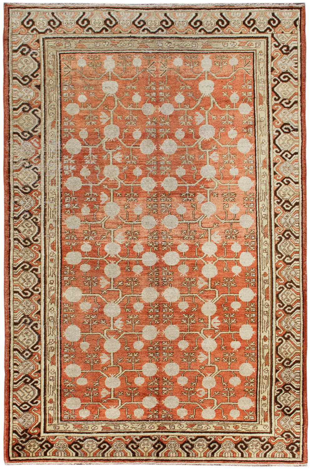 Vintage Samarkand | Orange Pomegranate Design Area Rug