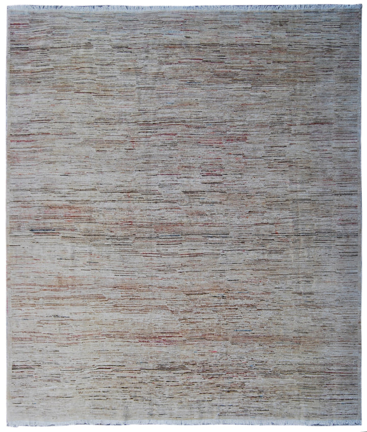 9'x8' Hand-Knotted Modern Stria Rug – Organic Wool | Linear Design