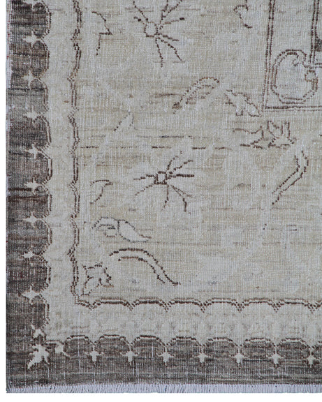 9'x9' Square Wool Rug | Brown Beige | Vintaged Contemporary Rug