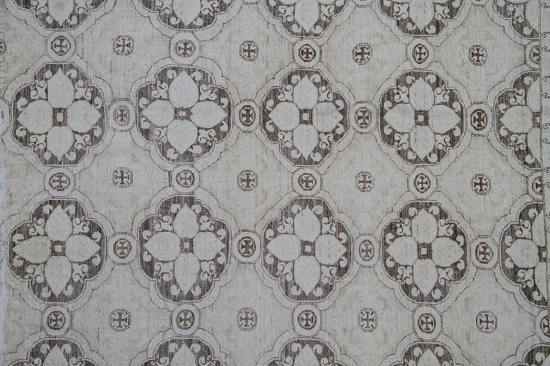 Square Wool Rug | Brown Beige | Vintaged Contemporary Rug