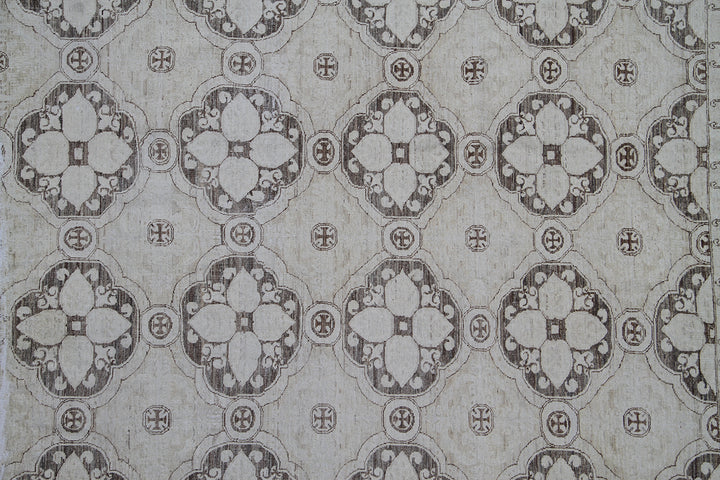 Square Wool Rug | Brown Beige | Vintaged Contemporary Rug