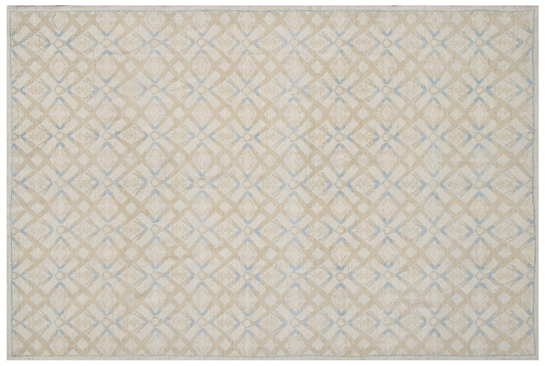 6x9 Ariana Modern Geometric Rug | Gold & Blue Earth Tone Afghan Rug