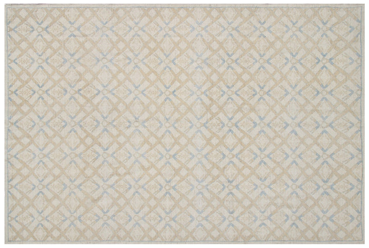 6x9 Ariana Modern Geometric Rug | Gold & Blue Earth Tone Afghan Rug