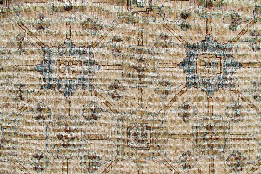 6x9 Ariana Samarkand Geometric Rug | Khotan Design Ivory & Gold