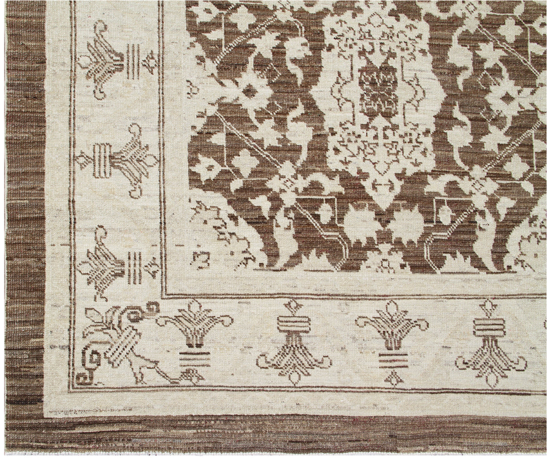 6x9 Ariana Traditional Agra Rug | Brown & Ivory Afghan Wool